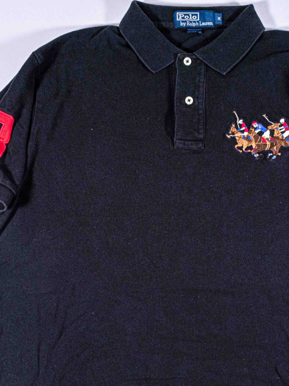 Polo Ralph Lauren Triple Pony #3 Polo Shirt Mens Medium Black Patch